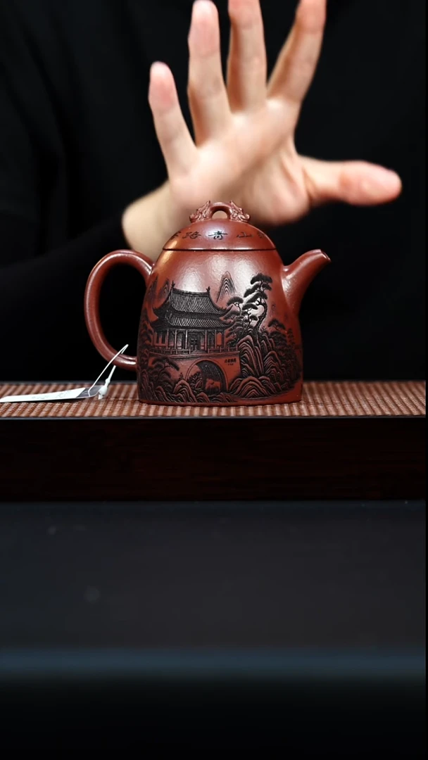 茶壶紫砂宜兴紫砂 秦权壶 红皮龙