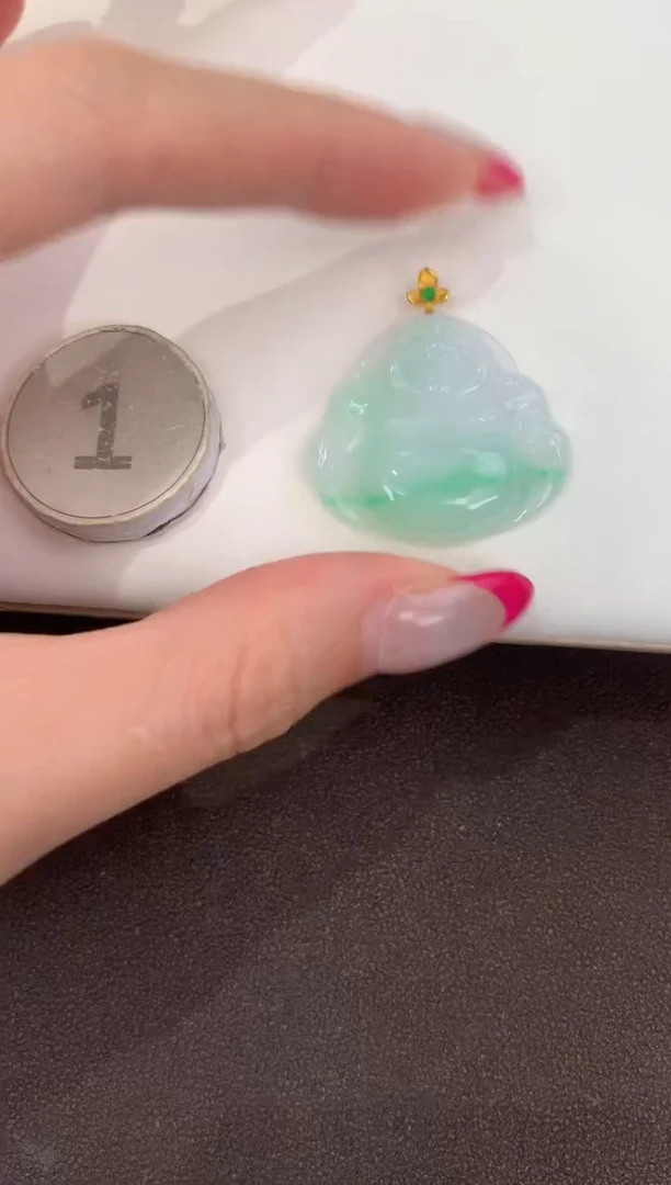 颈饰18K金镶嵌翡翠天然缅甸a货翡翠