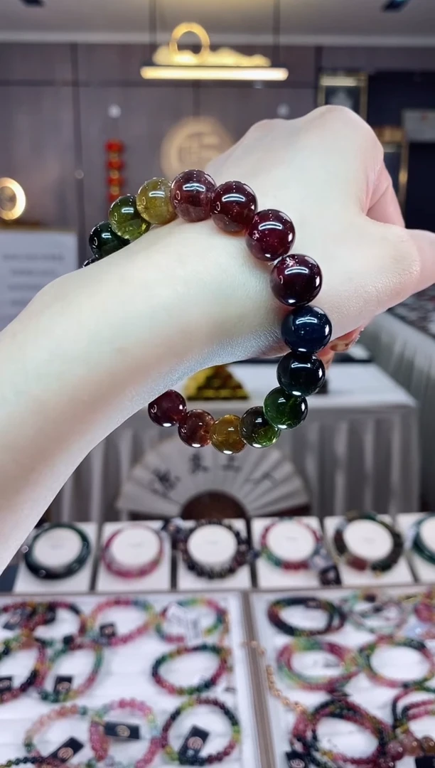 【闪购商品】碧玺单圈手串11mm+未镶嵌一物一证dan多样性发货一条