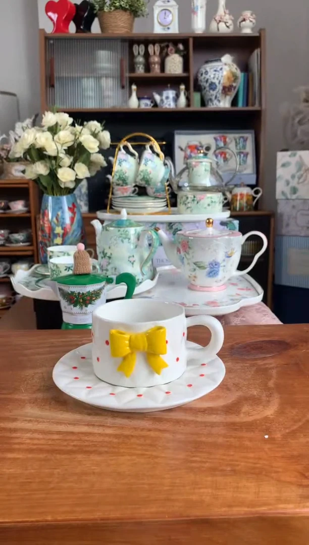 陶瓷【限时福利】黄色蝴蝶结杯碟