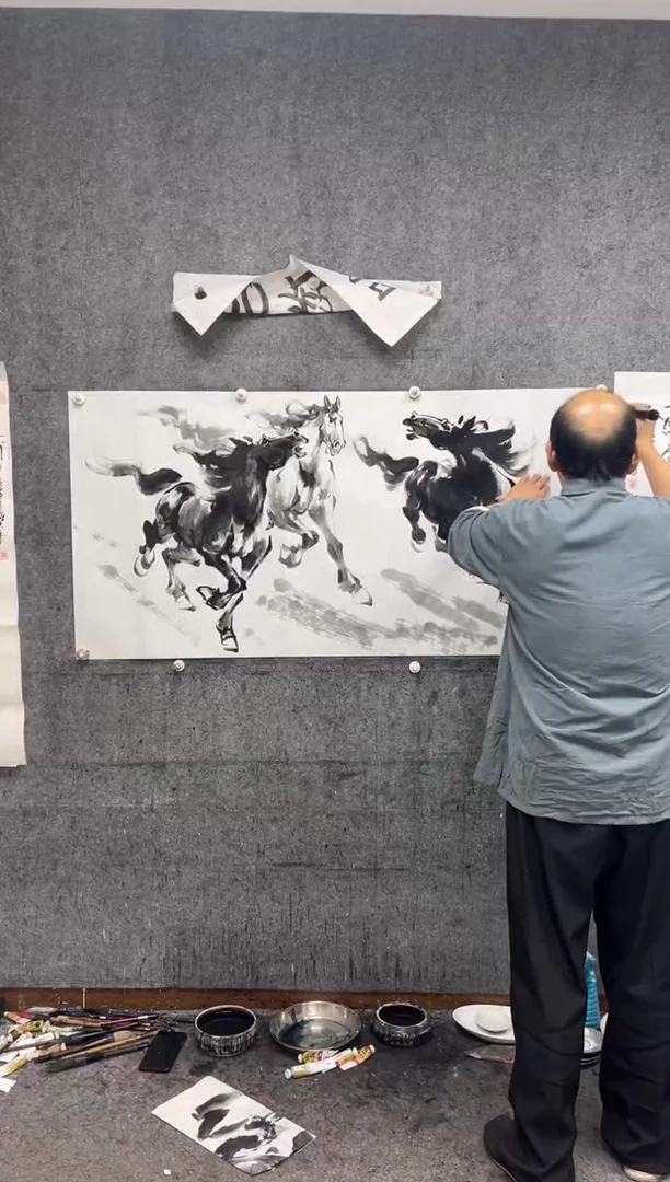 【闪购商品】国画三骏雄风 带收藏证书