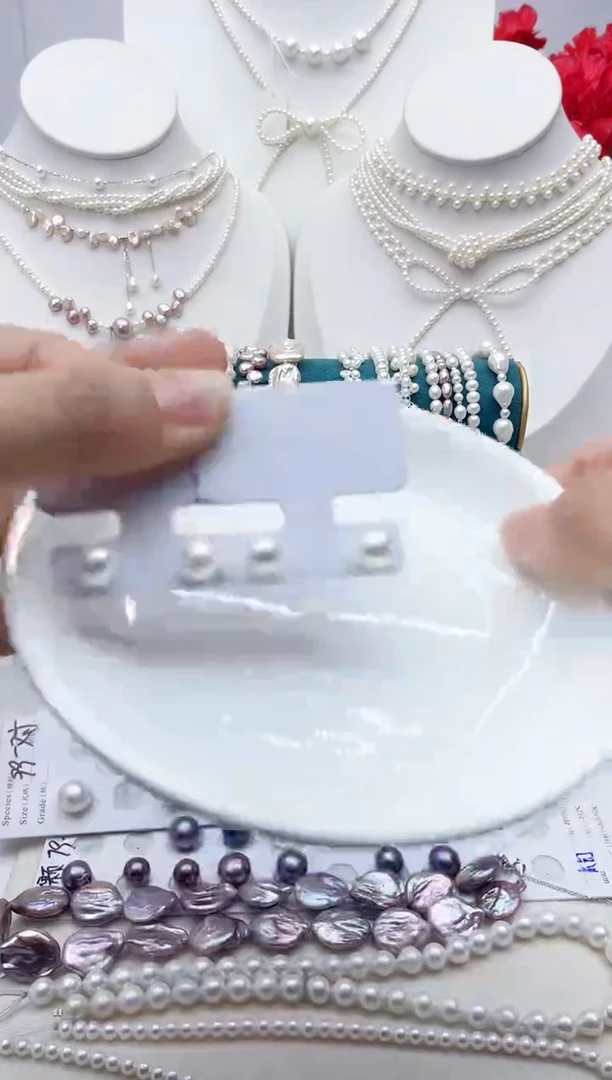 银S925镶嵌耳饰淡水珍珠128