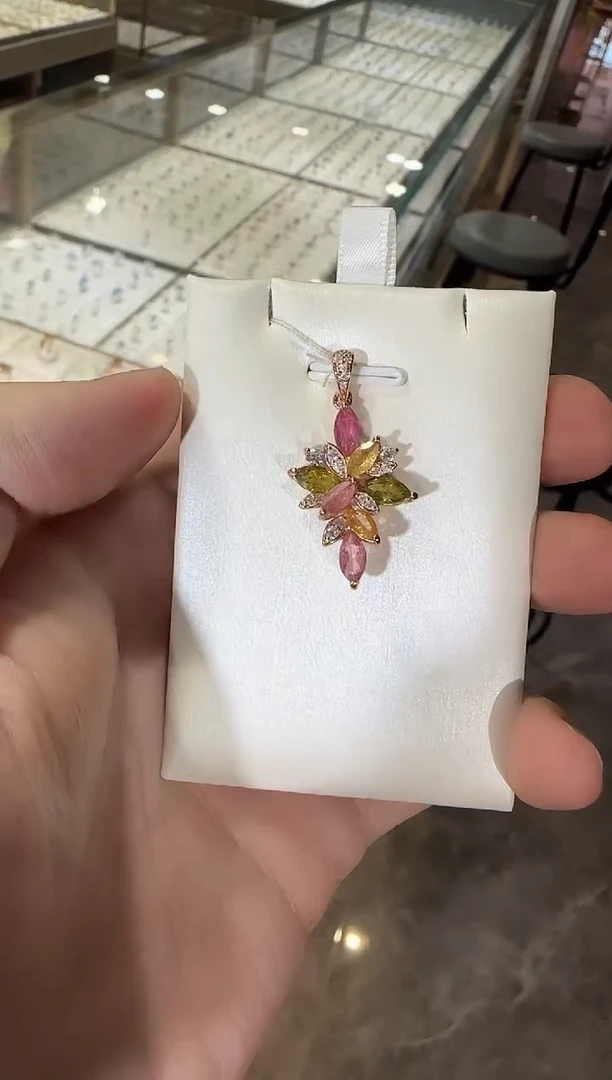 颈饰银S925镶嵌碧玺设计款3*6mm