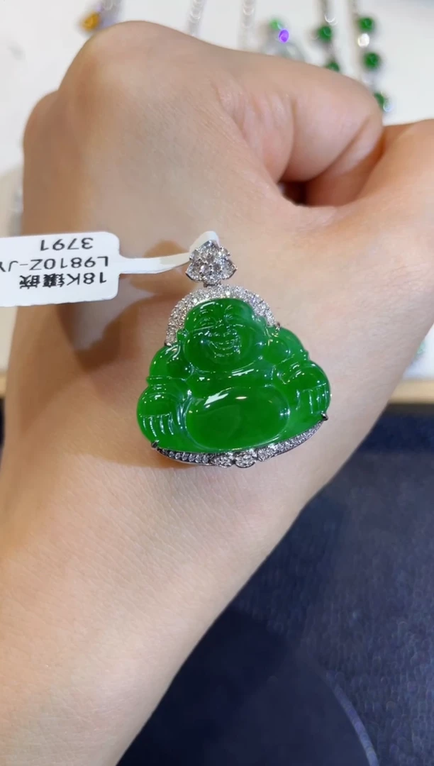 吊坠(不含链)18K金镶嵌翡翠团购1