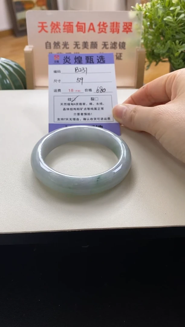 未镶嵌手镯翡翠圈口59.6编码b231