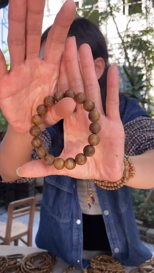 沉香手串1.2圆珠单圈棋楠手串#12  多样性发一