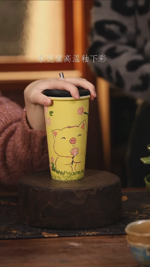 陶瓷景德镇高温釉下手绘陶瓷@L824@