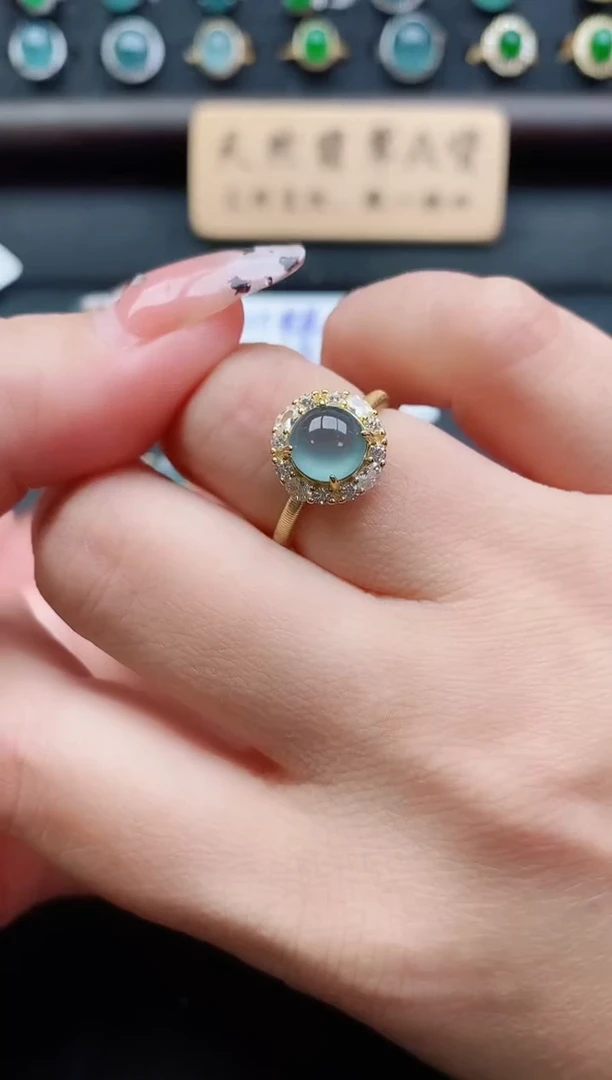 银S925镶嵌戒指翡翠1