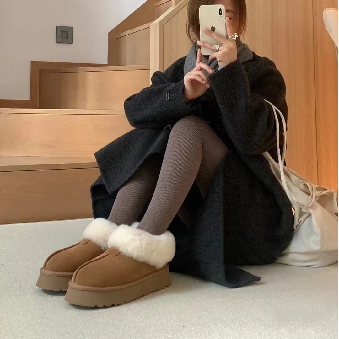 【25新款塔次特】厚底浅口一脚蹬时尚百搭羊皮毛一体冬季女士雪地靴