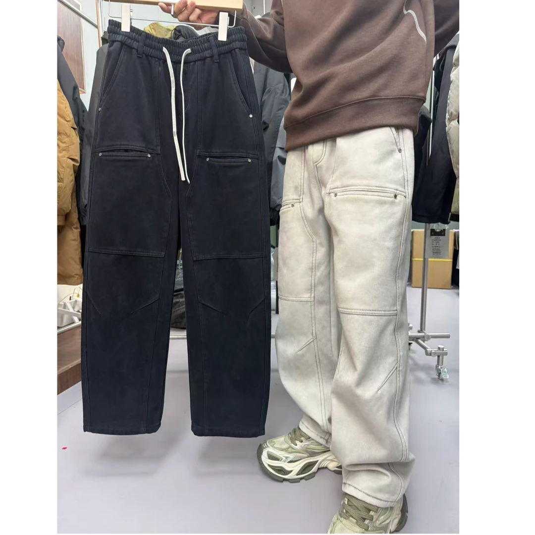 【千浔】LangNing 渐变色脏脏款加绒加厚男女同款户外裤 YR9211 A6