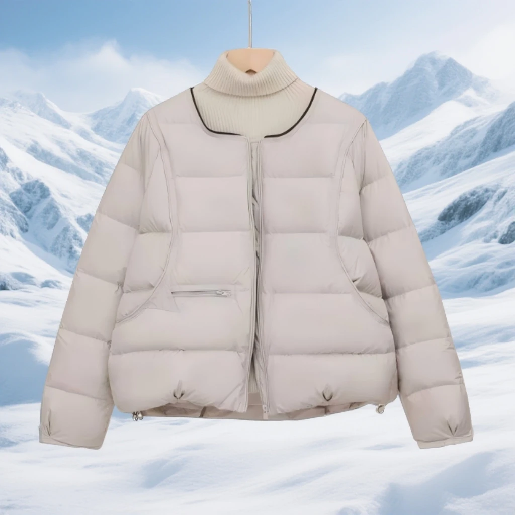 甜甜Ba酱无领短款新国标云感高奢90羽绒服-WW11