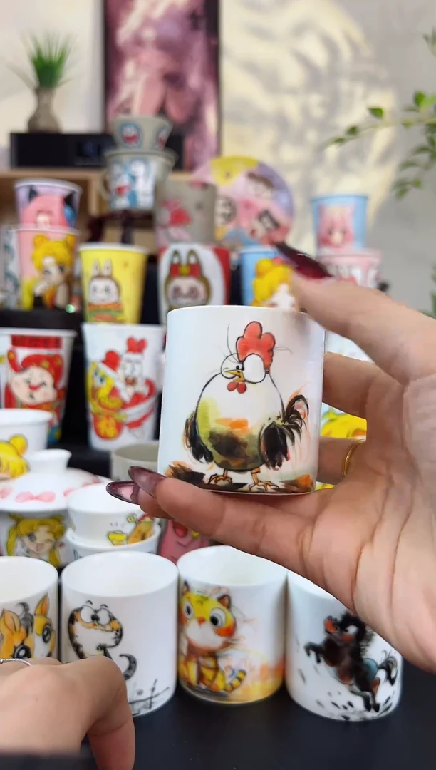 【闪购商品】摆件笙笙漫 手工手绘陶瓷杯杯