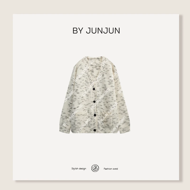 BYJUNJUN【流星】 KISS品牌虎纹纱线羊毛羊驼毛马海毛开衫