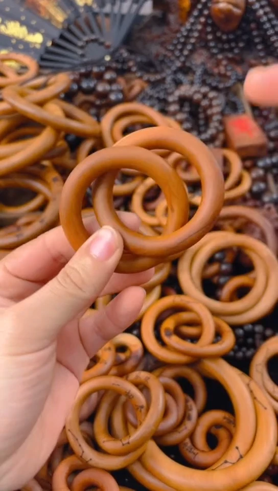 【闪购商品】枣木木雕乾坤圈微瑕40圈口一物一拍