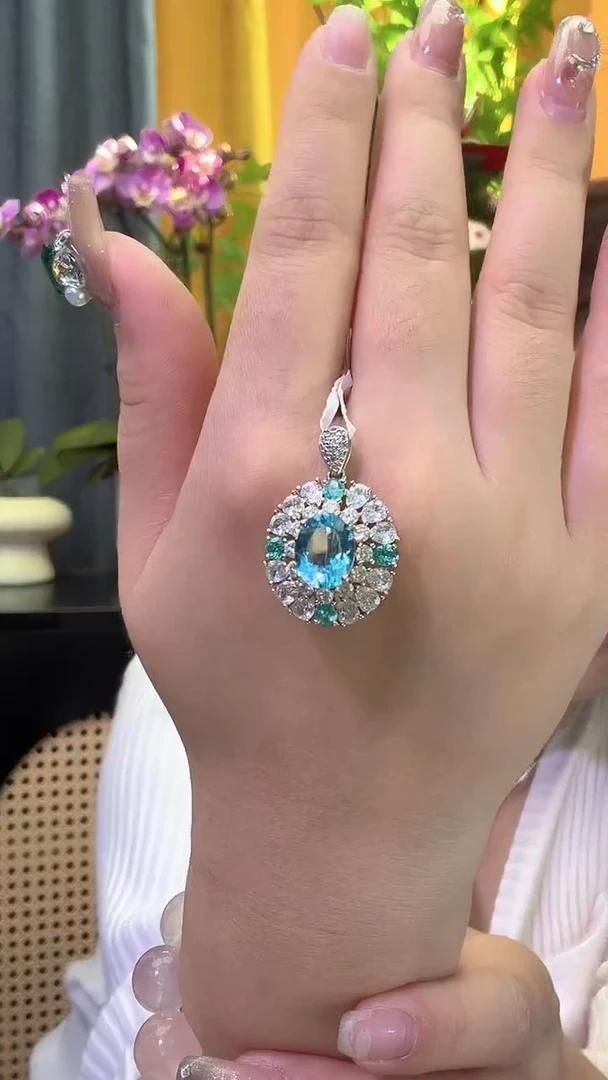 颈饰银S925镶嵌托帕石托帕石吊坠