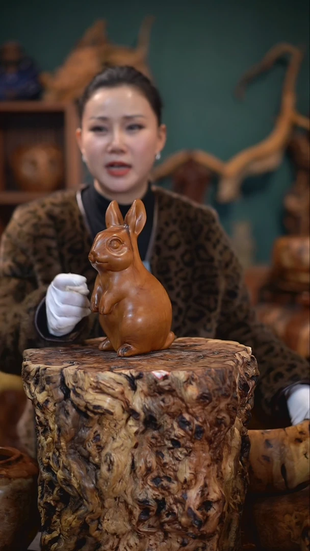 【闪购商品】枣木雷击枣木兔子摆件