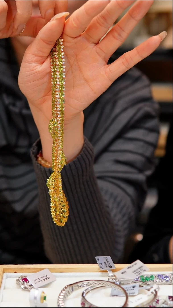 银S925镶嵌项链定制橄榄石高定项链