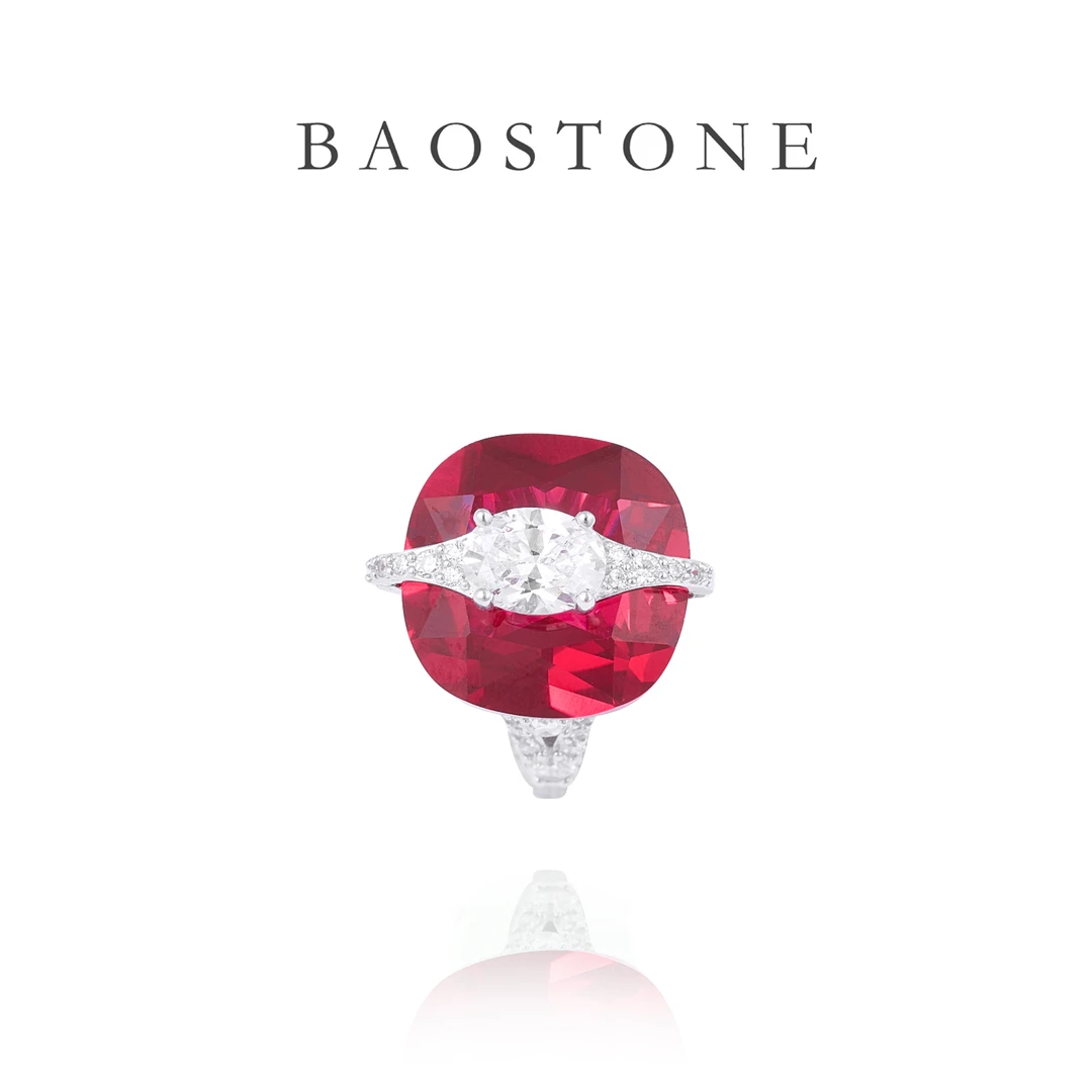 925银合成锆石戒指 【宛若惊鸿戒指彩色饰品首饰红色镶嵌镶钻】单只