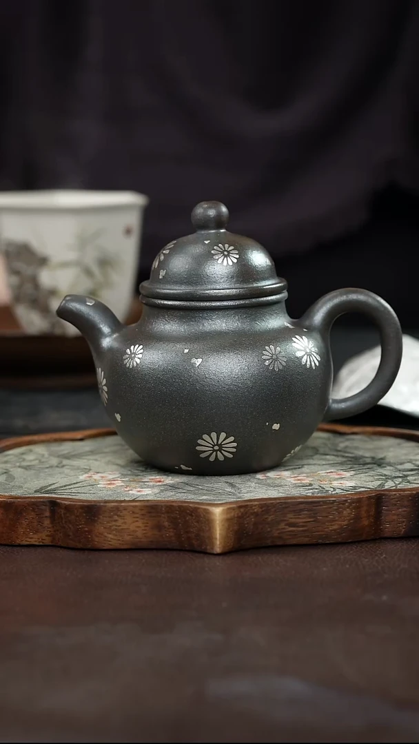九隐茶器紫泥柴烧掇球