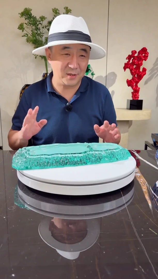 摆件CS0103052湖水绿山河小茶盘
