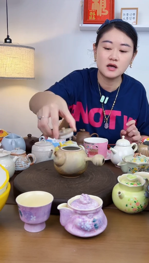 景德镇陶瓷柴烧侧把壶大