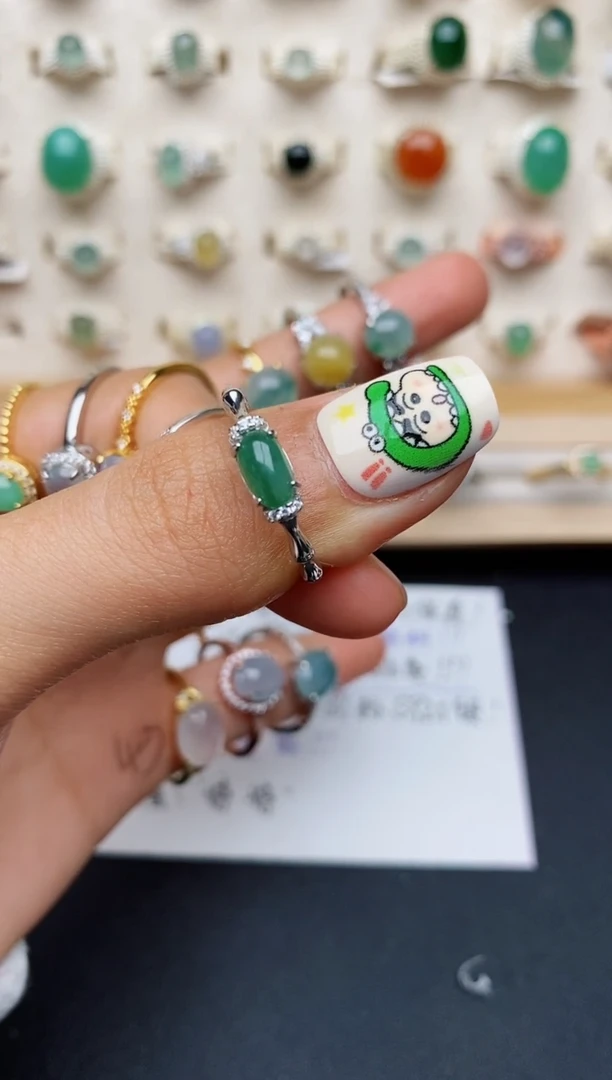 【闪购商品】翡翠戒指银S925镶嵌缅甸翡翠