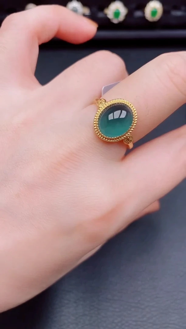 【闪购商品】翡翠戒指银S925镶嵌天然a货翡翠186