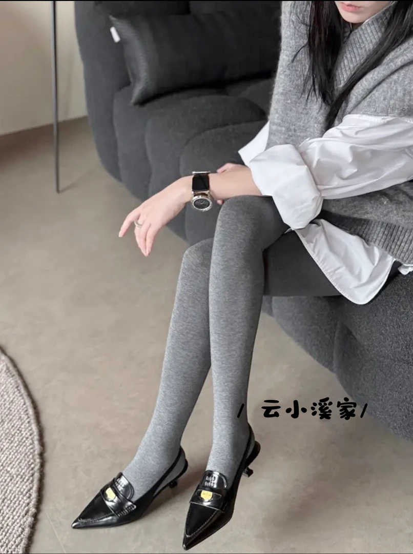 【平纹全压】高弹女士格雷系打底裤显瘦不掉档秋冬连裤袜极简风通勤