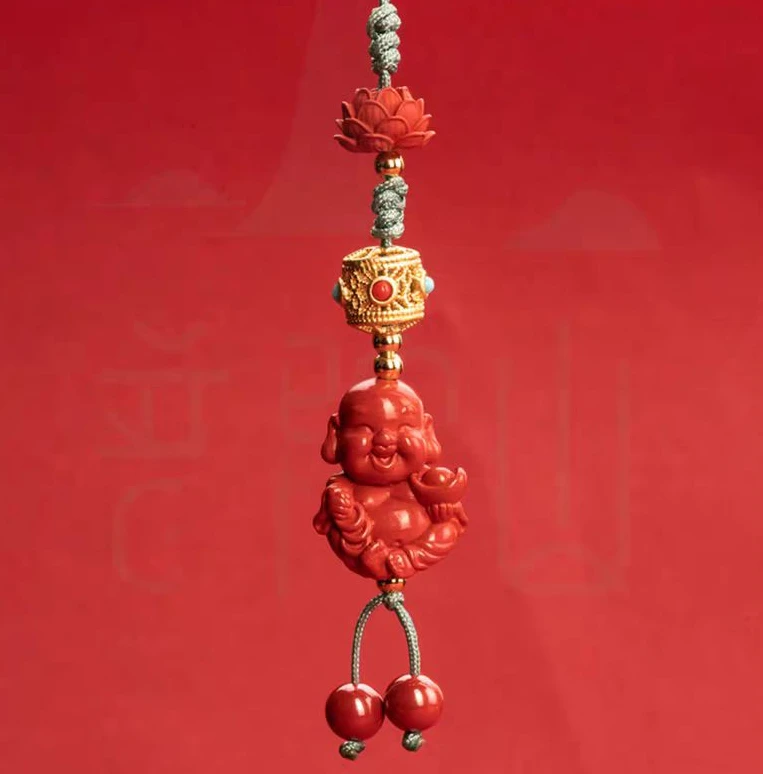 含辰砂工艺品【田园刘娟】朱砂平安喜乐手机挂