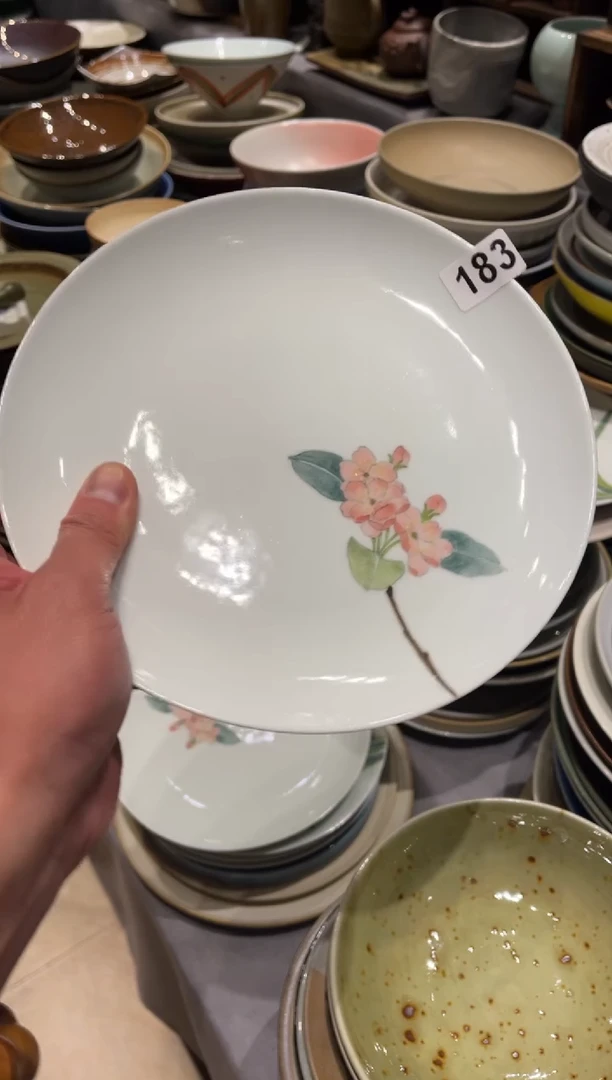 【闪购商品】瓷片183  微瑕手绘花朵盘1个