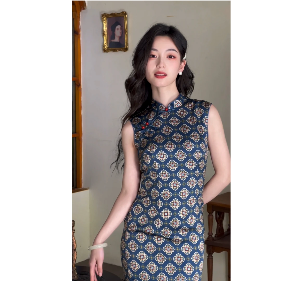 【万花筒】绫曦2025春夏新款优雅复古日常显瘦旗袍裙