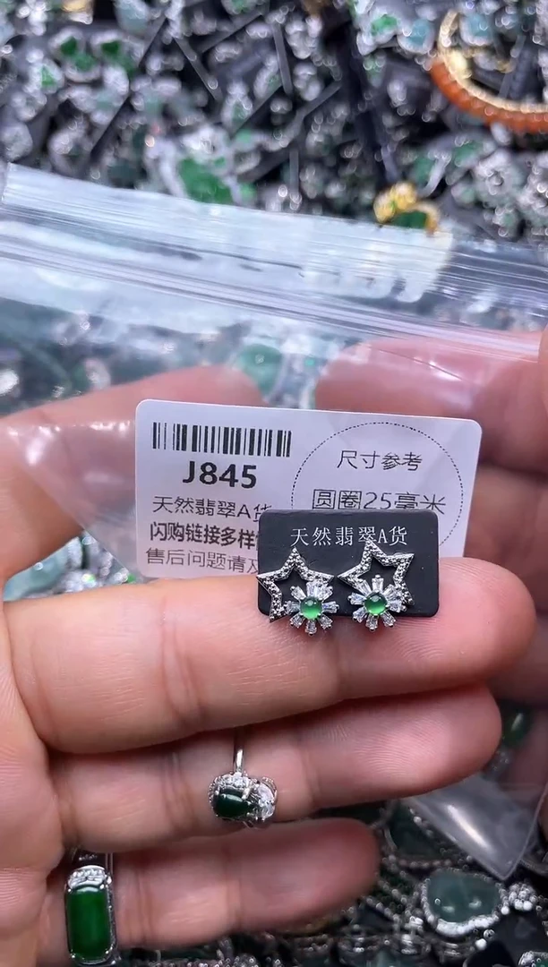 【闪购商品】翡翠颈饰未镶嵌J845耳钉