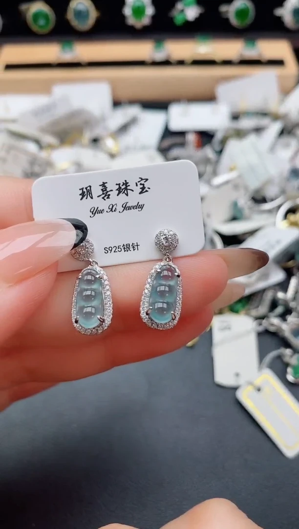 银S925镶嵌戒指翡翠1