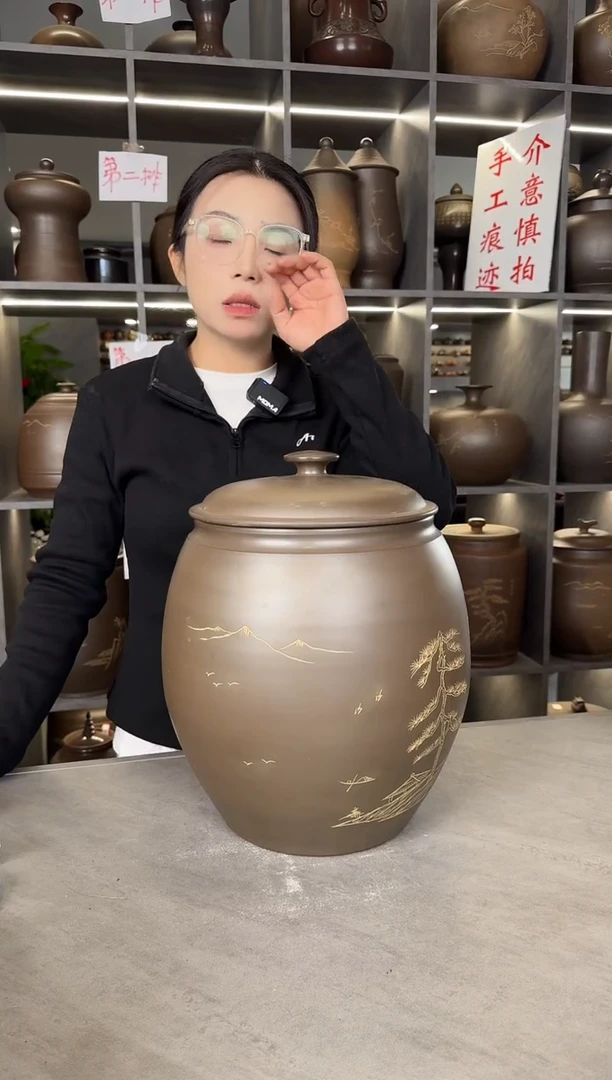 【闪购商品】罐本陶手作泥兴陶手工山水罐8斤手工痕迹