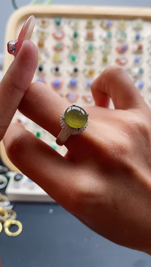 【闪购商品】翡翠戒指未镶嵌天然缅甸A货翡翠555 2+1