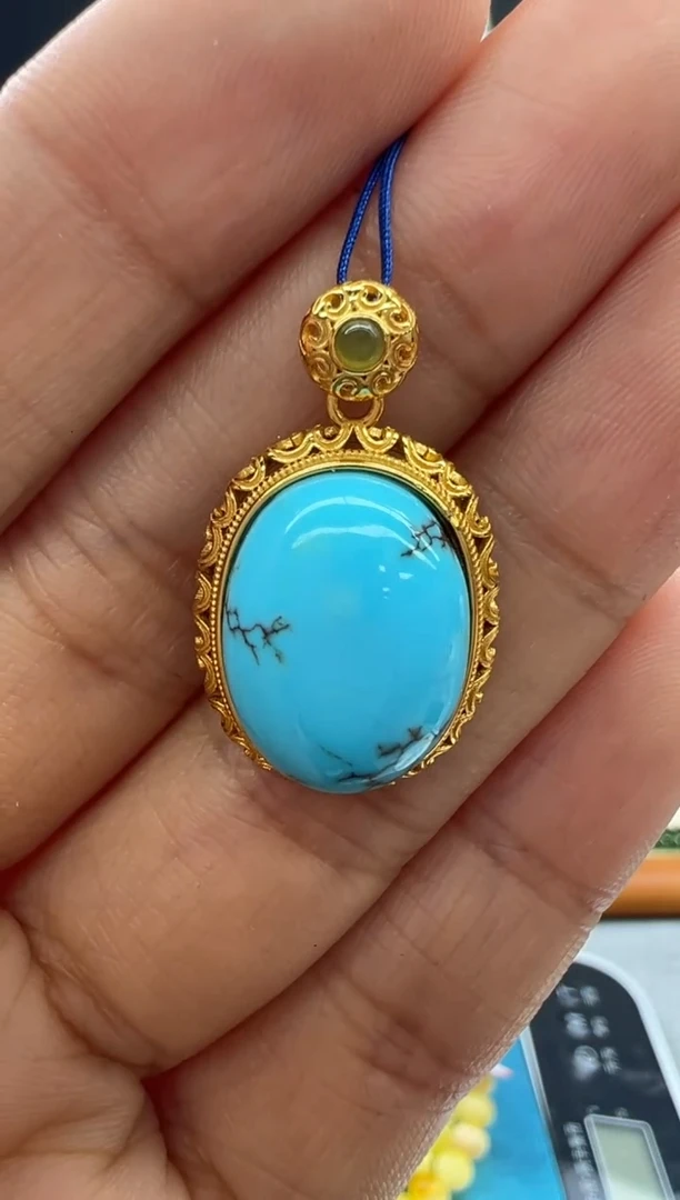 【闪购商品】绿松石颈饰银S925镶嵌62秒拍号