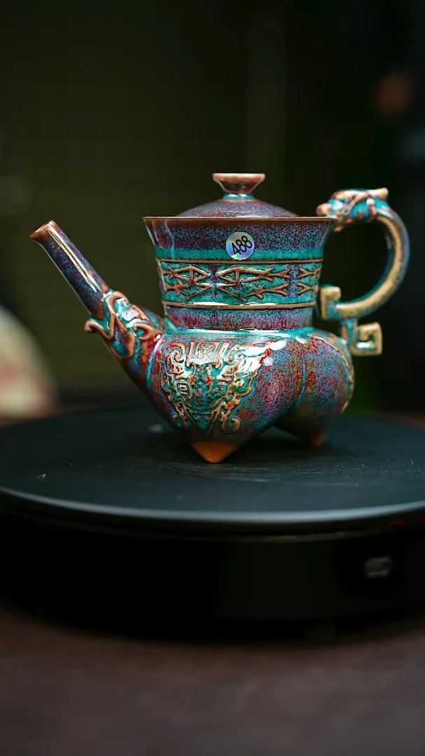 488#原矿钧瓷炉钧釉仰韶壶