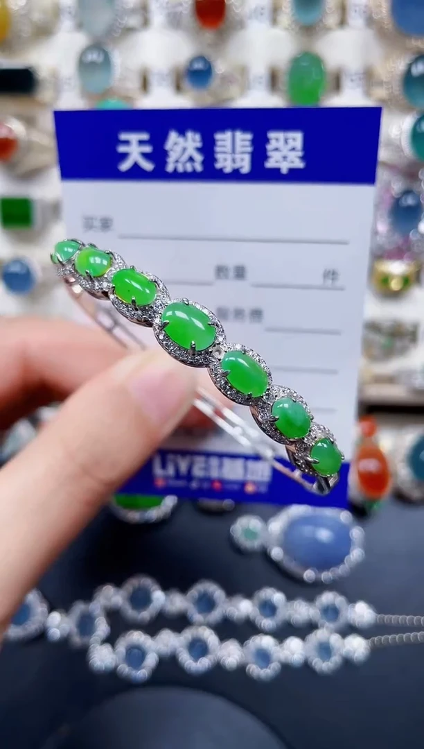 银S925镶嵌手镯翡翠229