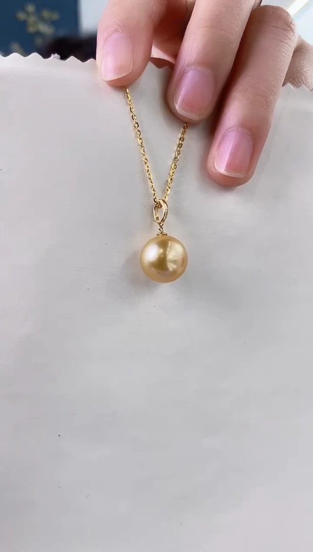 【闪购商品】海水珍珠吊坠(不含链)18K金镶嵌12-13南洋金珍珠吊坠
