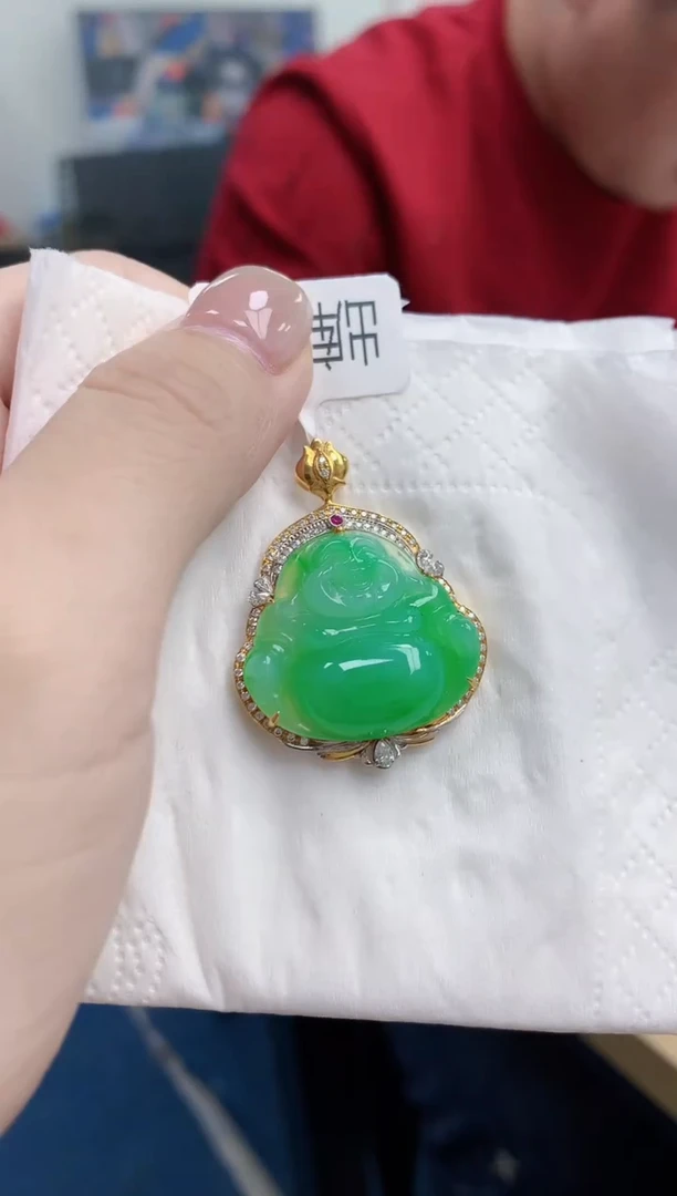 【闪购商品】翡翠颈饰18K金镶嵌天然缅甸翡翠A货