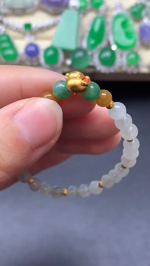 足金镶嵌手链翡翠93-中国好珍宝