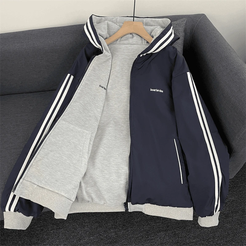 【开春设计感两面穿外套】日系休闲百搭连帽卫衣简约休闲阳光夹克衫