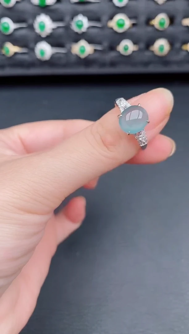 银S925镶嵌戒指翡翠天然a货翡翠22