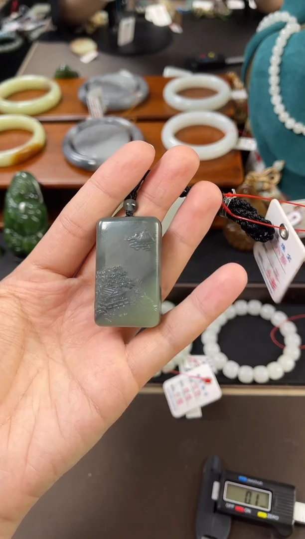 和田玉未镶嵌吊坠(不含链)若羌楼兰三色山水牌820977