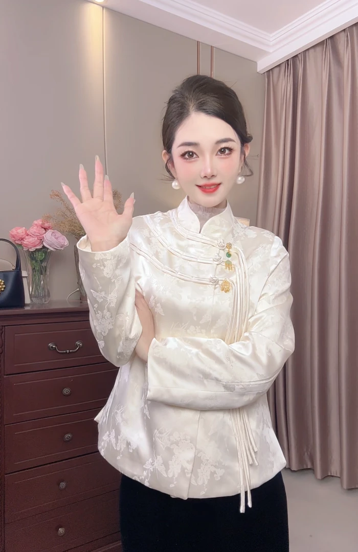 6804款新中式外套女国风刺绣轻奢感提花小个子上衣