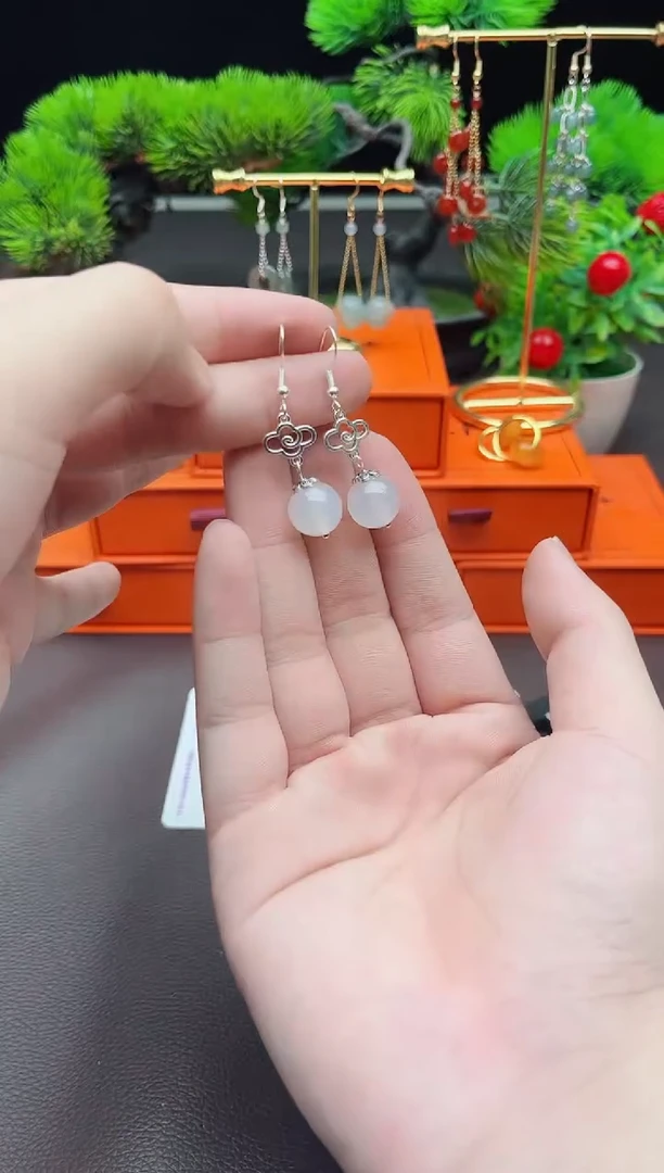 玛瑙/玉髓耳饰银S925镶嵌101