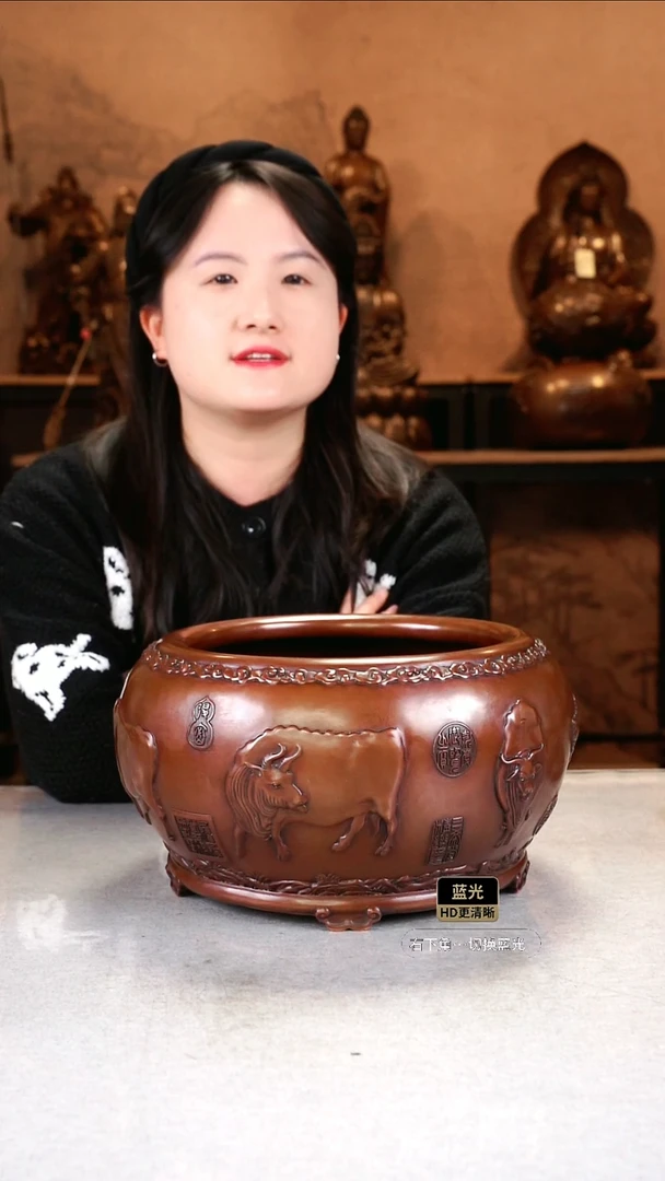 铜D****g紫铜材质  五牛聚宝盆