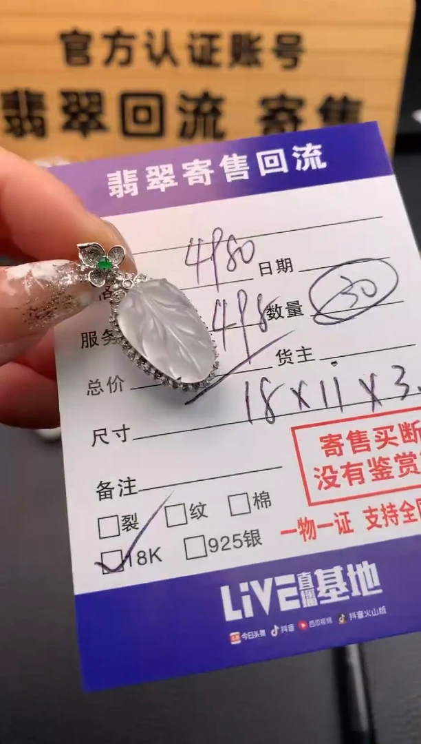 【闪购商品】翡翠颈饰18K金镶嵌21009971