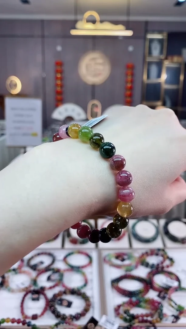 【闪购商品】碧玺单圈手串8mm+未镶嵌一物一证dan多样性发货一条