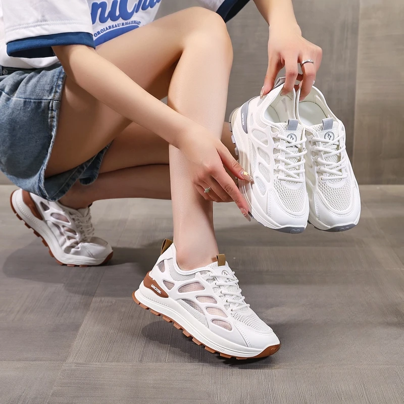 透气休闲女鞋2025夏季新款网面薄款透气轻便百搭时尚运动鞋